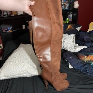 JustFab brown suede thigh high boots - size 8